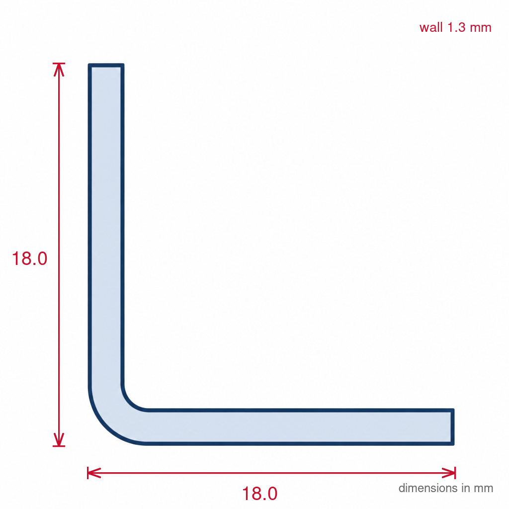 White 18mm PVC Plastic Angle - Pack of 12, 2.44m Each
