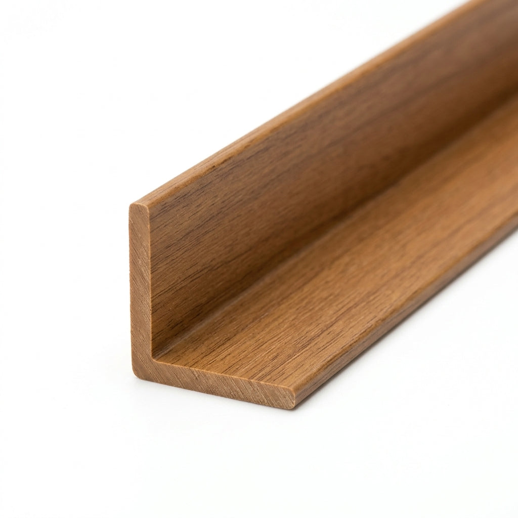 Teak 19mm PVC Plastic Corner Angle - Pack of 12, 2.44m Each