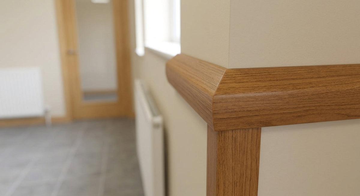 Teak 19mm PVC Plastic Corner Angle - Pack of 12, 2.44m Each