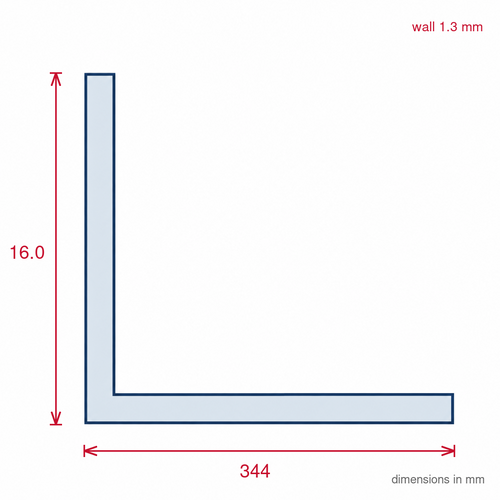 16mm Light Grey Plastic Angle - 12 x 2.44m Lengths