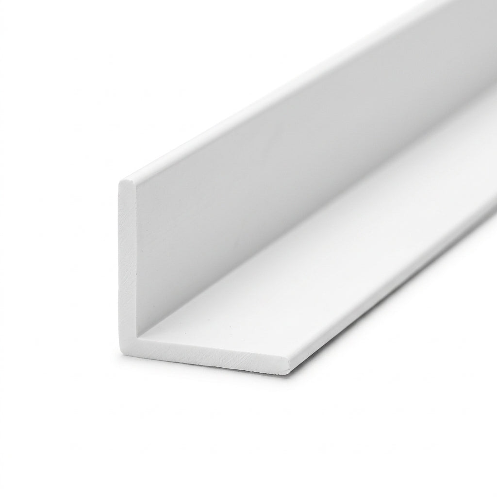 White 16mm Plastic Angle - Pack of 10, 1m Lengths