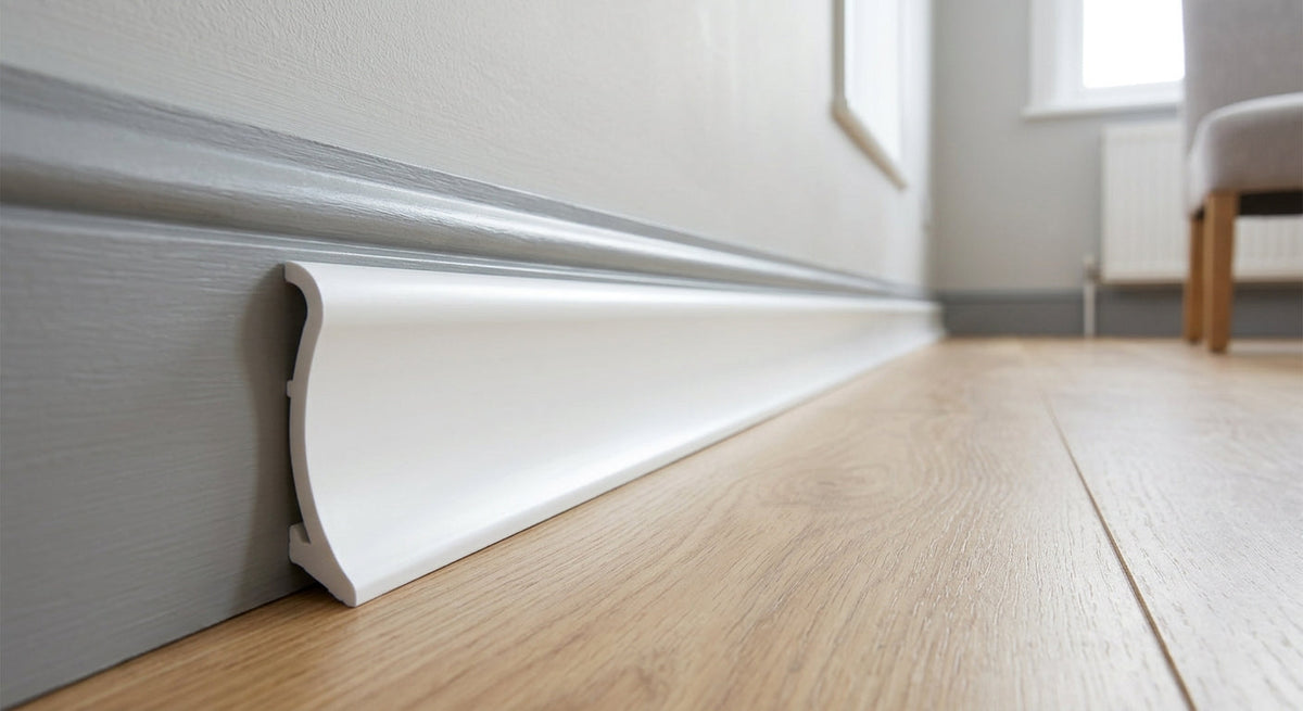 Plastic Scotia Moulding White 25mm - Pack of 12, 2.44m Each