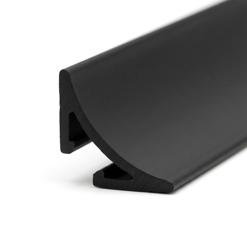 Black PVC Scotia Moulding - 12.5mm Profile, Pack of 12, 2.44m Each
