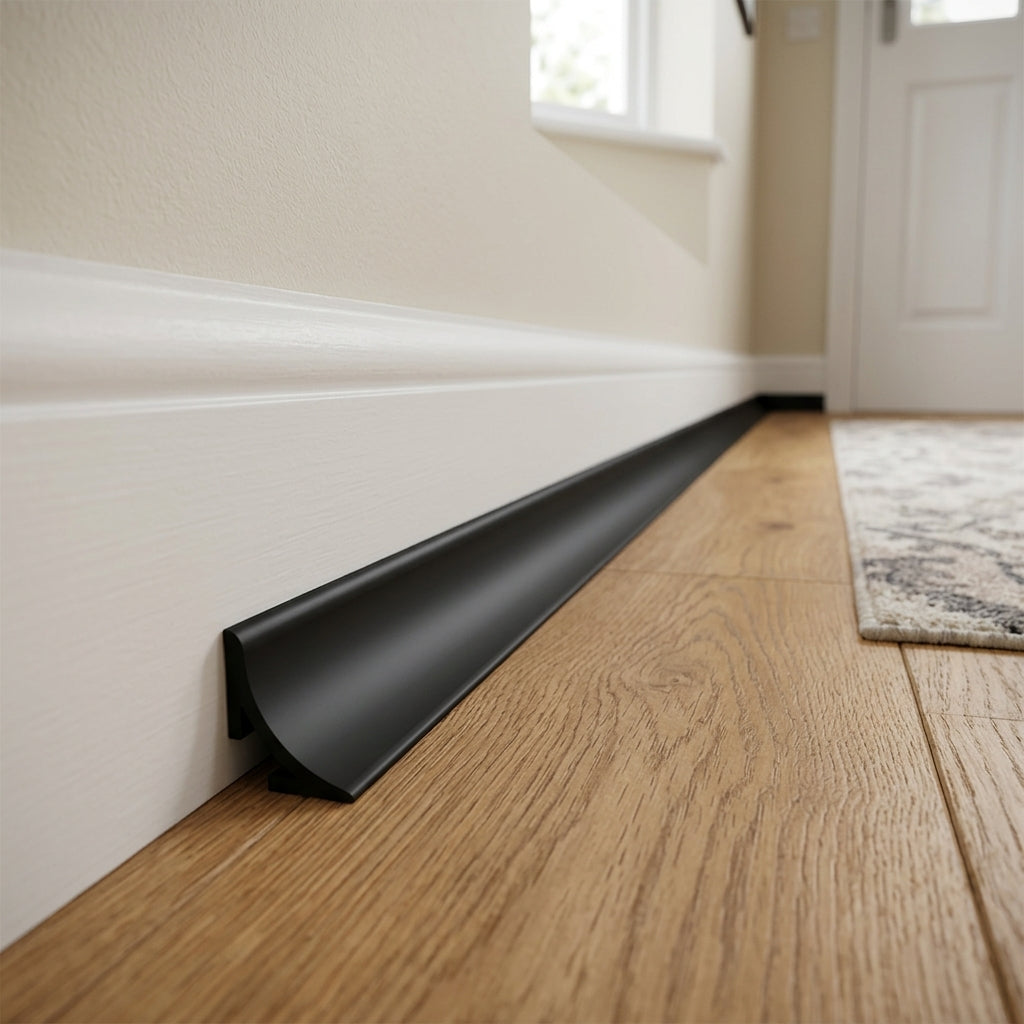 Black PVC Scotia Moulding - 12.5mm Profile, Pack of 12, 2.44m Each