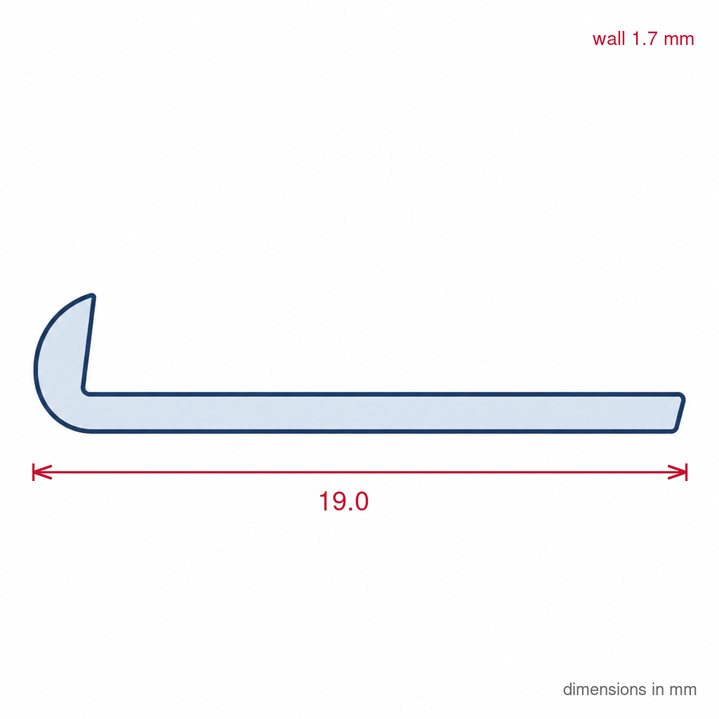 Lipped Edging Strip Black - 19mm, Pack of 12, 2.44m Each