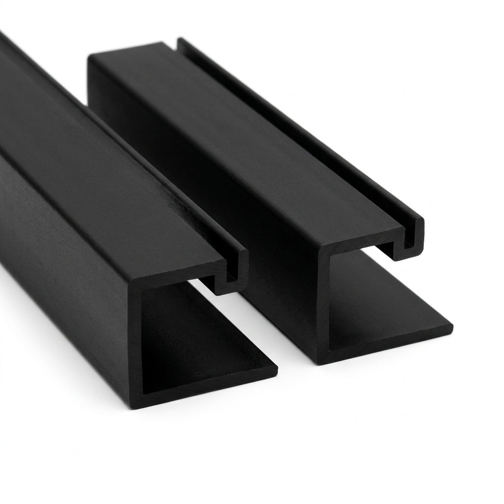 3mm Plastic J Section Black - Pack of 12, 2.54m Each