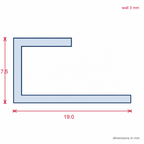 3mm Plastic J Section Black - Pack of 12, 2.54m Each