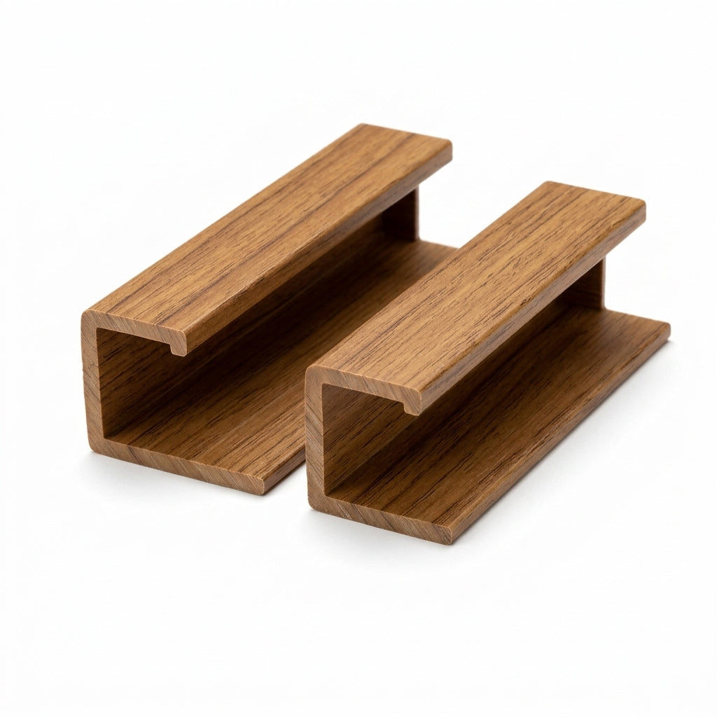 3mm Plastic J Section Teak - Pack of 12, 2.54m Each