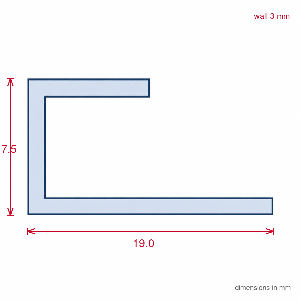 3mm Plastic J Section White - Pack of 12, 2.54m Each