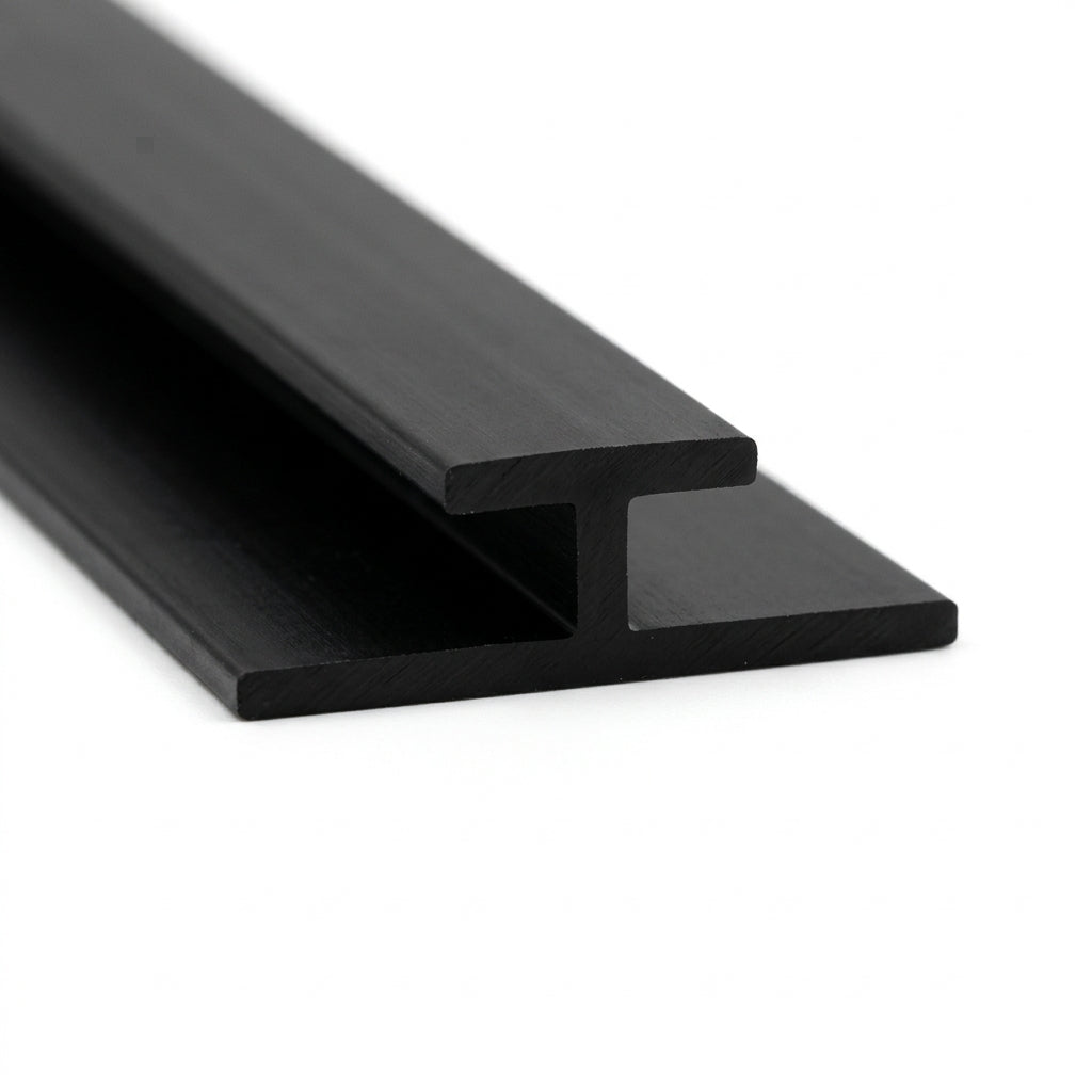 3mm Plastic Butt Joint Black - Pack of 12, 2.54m Each