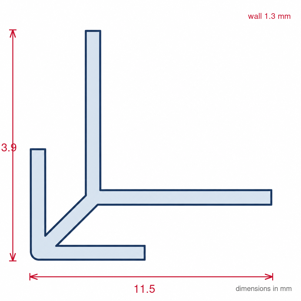 3mm External Plastic Corner White - Pack of 12, 2.54m Each