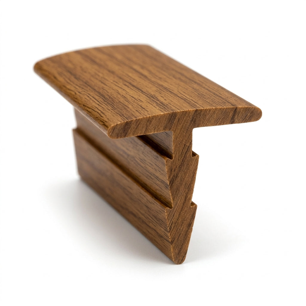 19mm Barb Plastic T Section Teak - Pack of 12, 2.44m Each