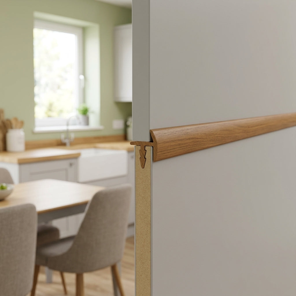 19mm Barb Plastic T Section Teak - Pack of 12, 2.44m Each