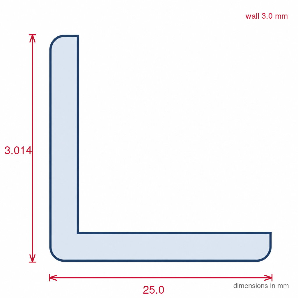 White Heavy Duty PVC Angle - 25mm x 10 x 3m Lengths