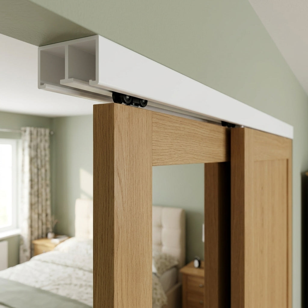 White 6mm Plastic Double Track Top Rail - 12 x 2.44m Lengths