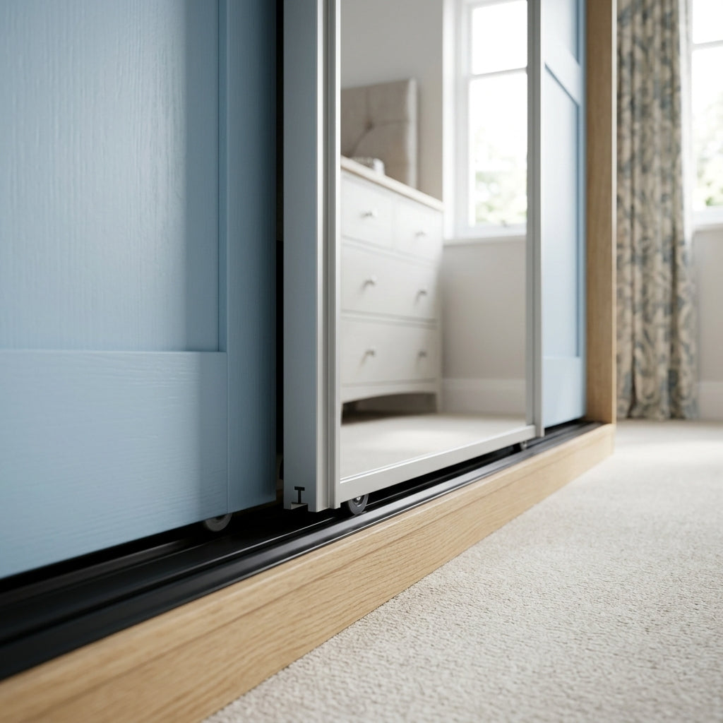 Black PVC Sliding Door Track - 6mm T Centre Leg - 12 x 2.44m Lengths