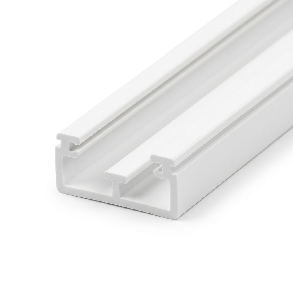 Double Track T Centre Leg Plastic Channel - 6mm White - 12 x 2.44m Lengths