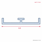 Double Track T Centre Leg Plastic Channel - 6mm White - 12 x 2.44m Lengths