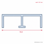 Black 19mm Double Track Centre Leg - Pack of 6, 2.44m Lengths