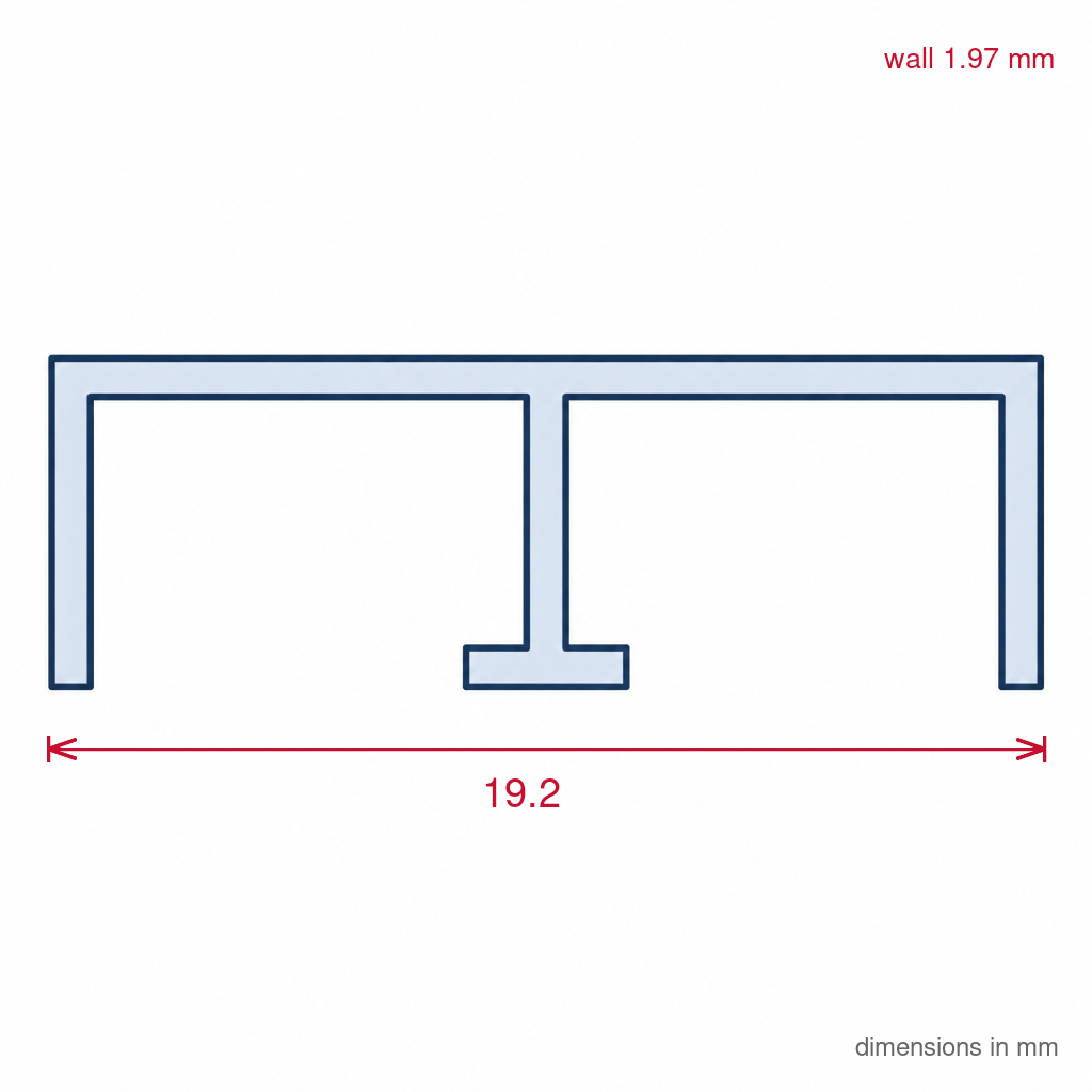 Black 19mm Double Track Centre Leg - Pack of 6, 2.44m Lengths