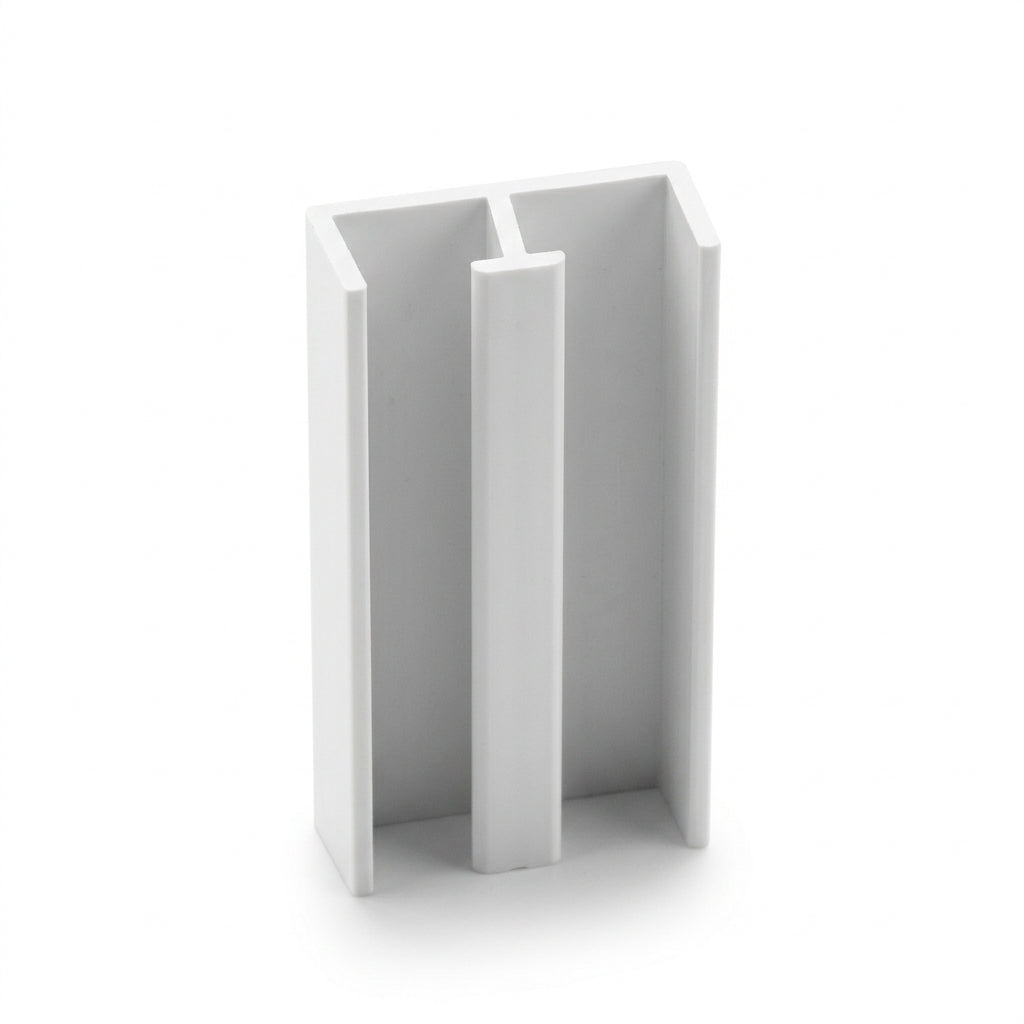 White 19mm Plastic Double Track - Pack of 6, 2.44m Each