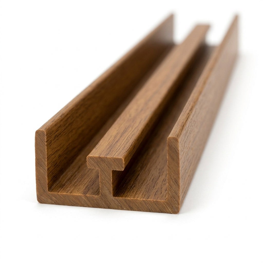 Rigid PVC Sliding Track Teak - 19mm x 6 x 2.44m Lengths