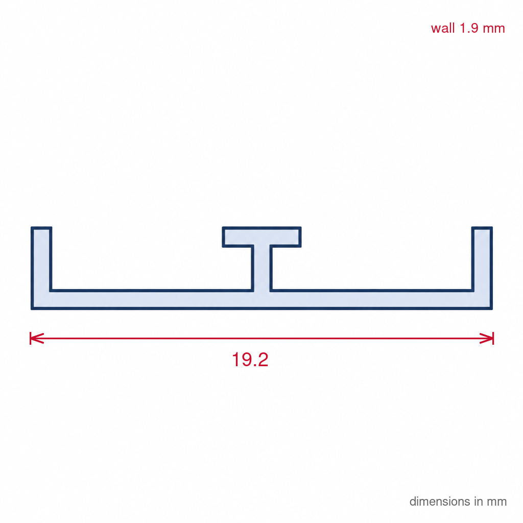 19mm Plastic Bottom Track White - 6 x 2.44m Lengths
