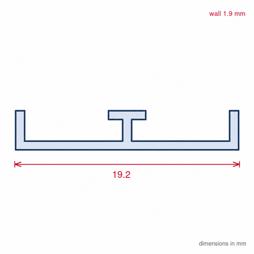 19mm Plastic Bottom Track White - 6 x 2.44m Lengths