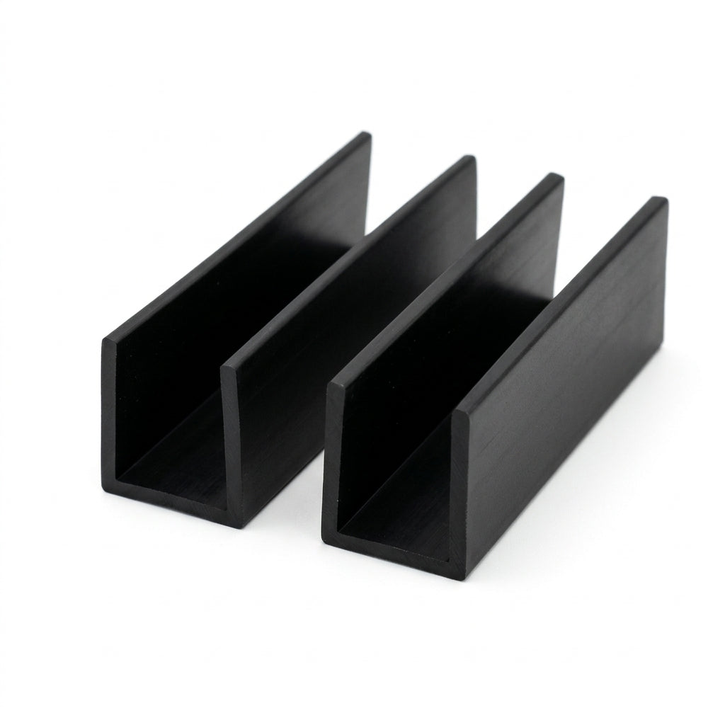 16mm Plastic C Section Black - Pack of 12, 2.44m Each