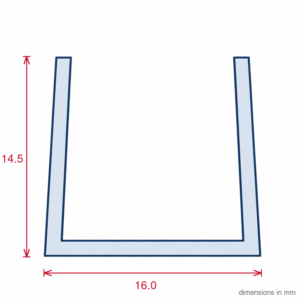 16mm Plastic C Section Light Grey - Pack of 12, 2.44m Each