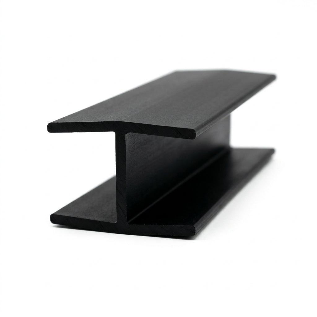 16mm Plastic H Section Black - Pack of 12, 2.44m Each