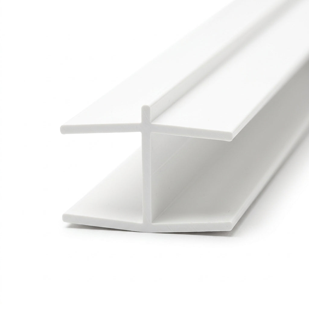 16mm Plastic H Section Joint White - Pack of 12, 2.44m Each