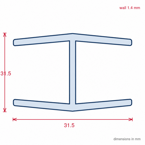 16mm Plastic H Section Joint White - Pack of 12, 2.44m Each