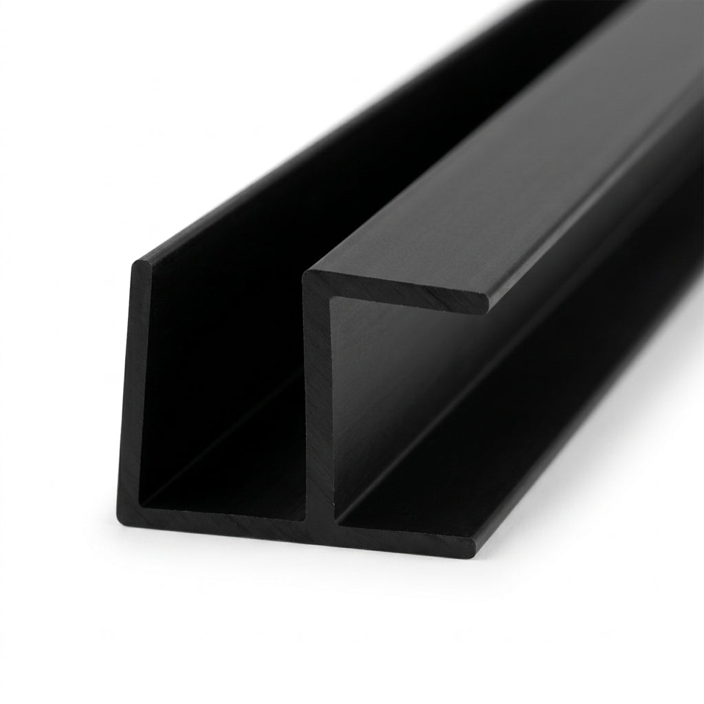 16mm Plastic L Section Black - Pack of 12, 2.44m Each