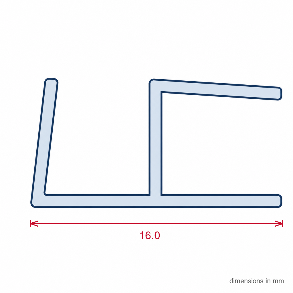 16mm Plastic L Section Light Grey - Pack of 12, 2.44m Each