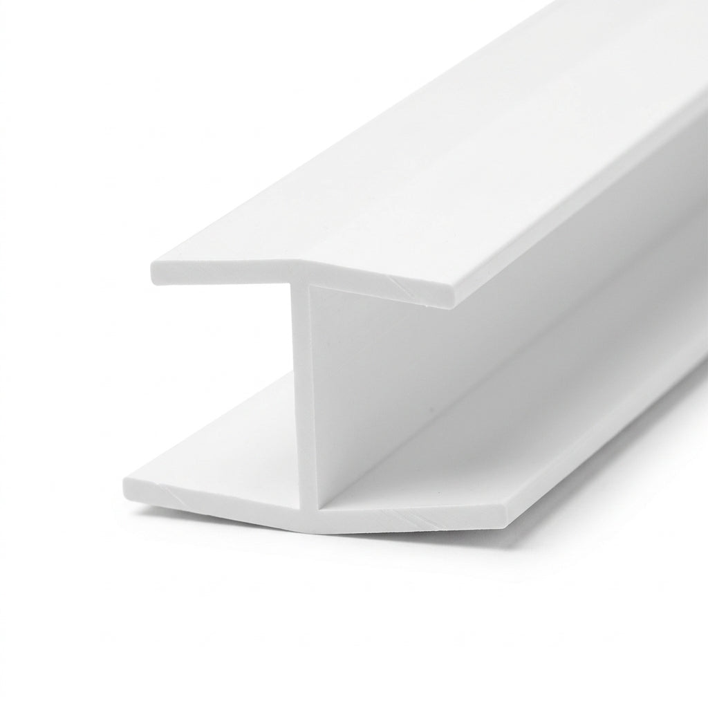 16mm Plastic Unequal H Section Joint White - Pack of 12, 2.44m Each