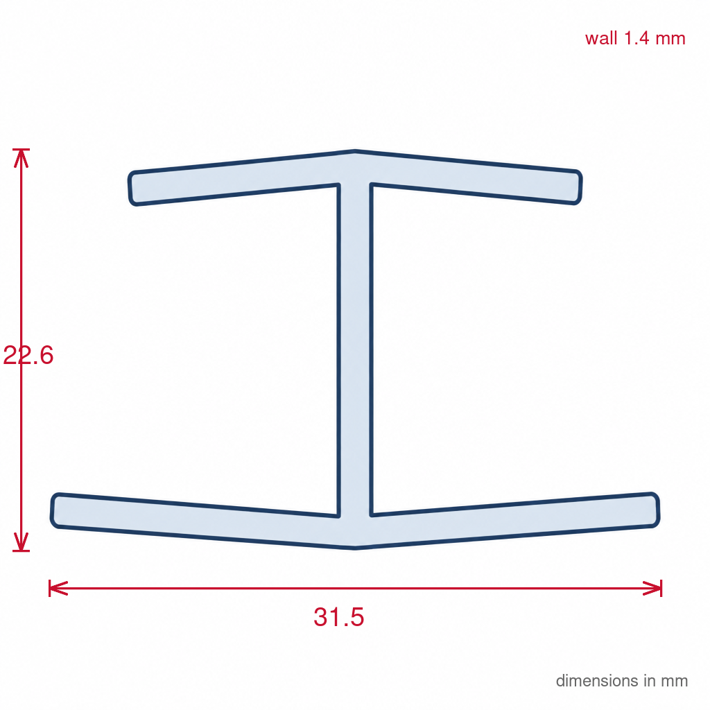 16mm Plastic Unequal H Section Joint White - Pack of 12, 2.44m Each
