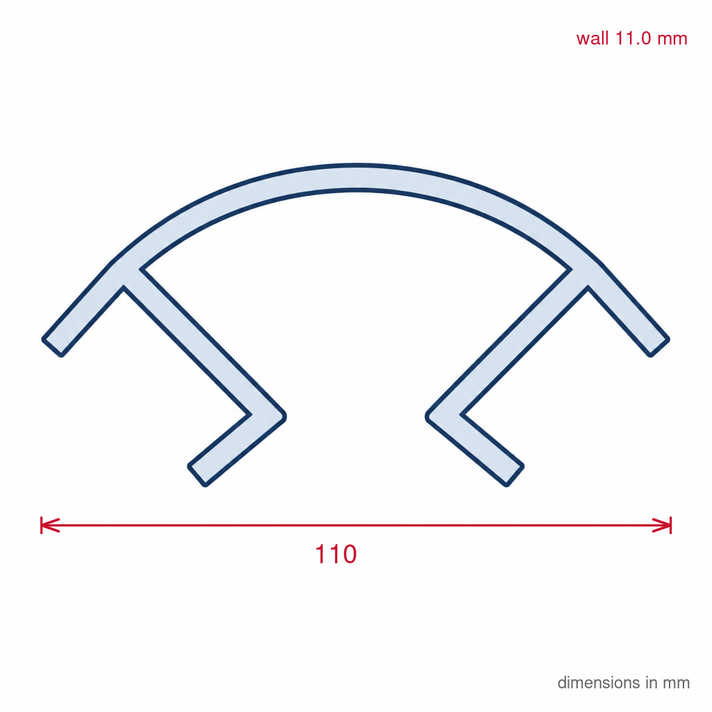 16mm Round Plastic Corner Black - Pack of 6, 2.44m Each