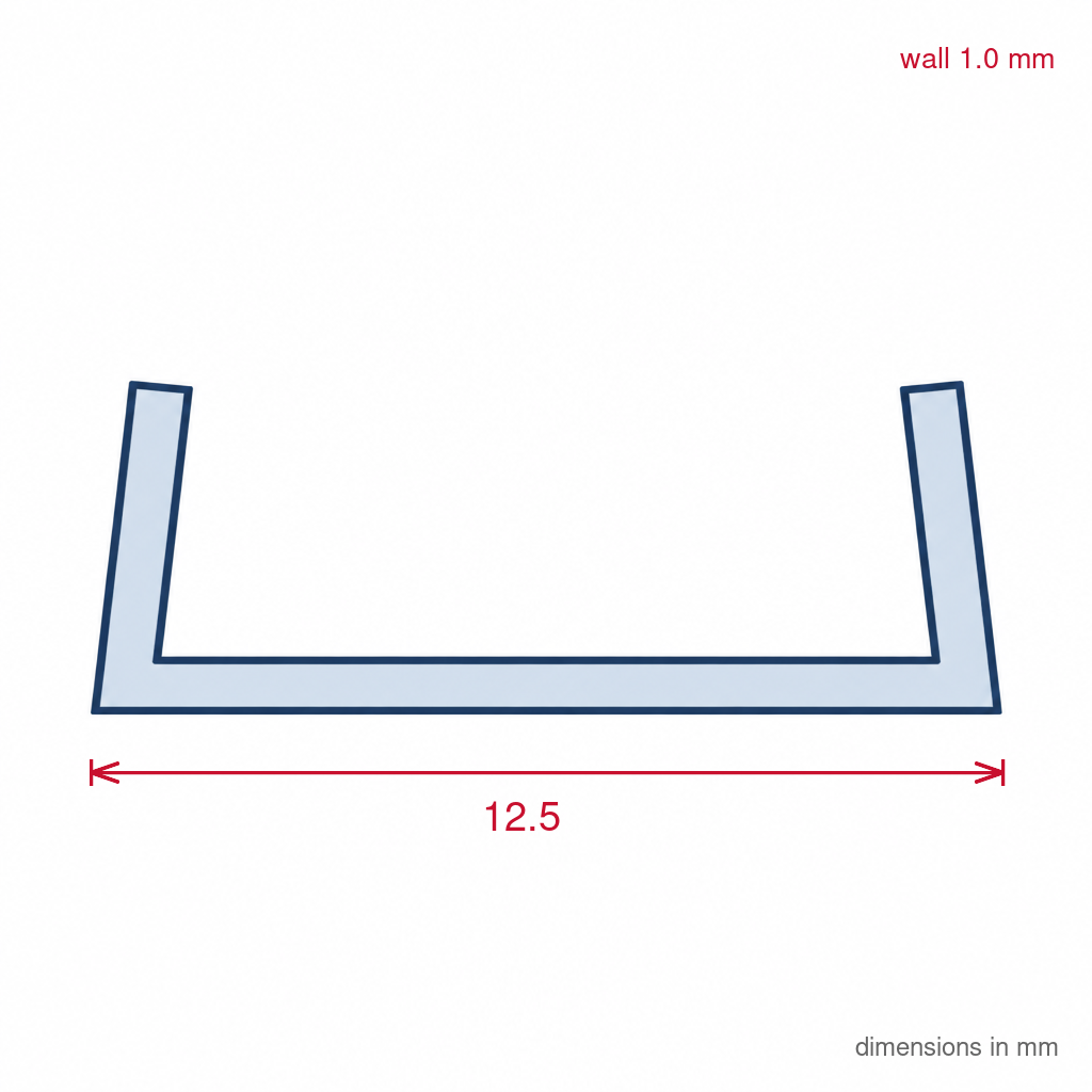 12.5mm Plastic Clip On Edging White - Pack of 12, 2.44m Each