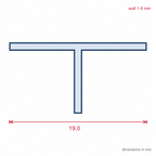19mm Plastic T Section Vanilla - Pack of 12, 2.44m Each