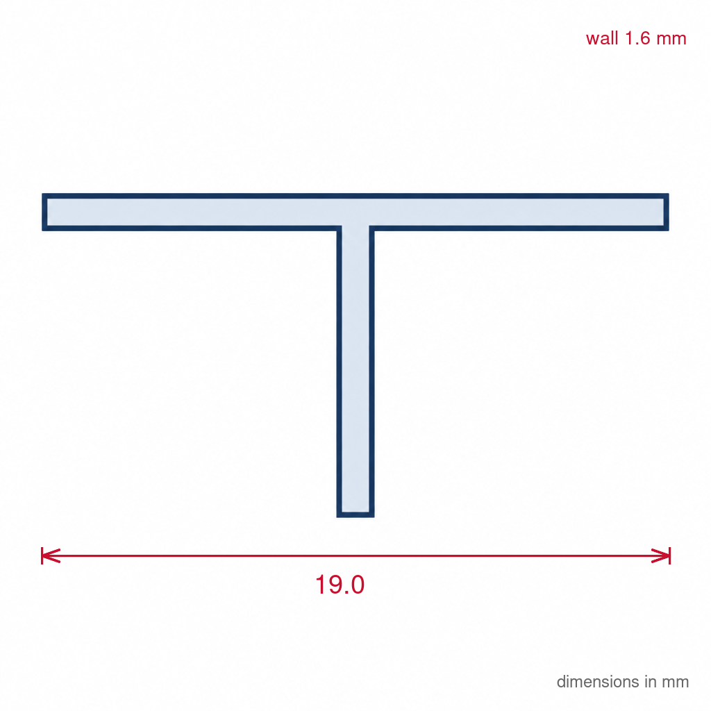 19mm Plastic T Section Vanilla - Pack of 12, 2.44m Each