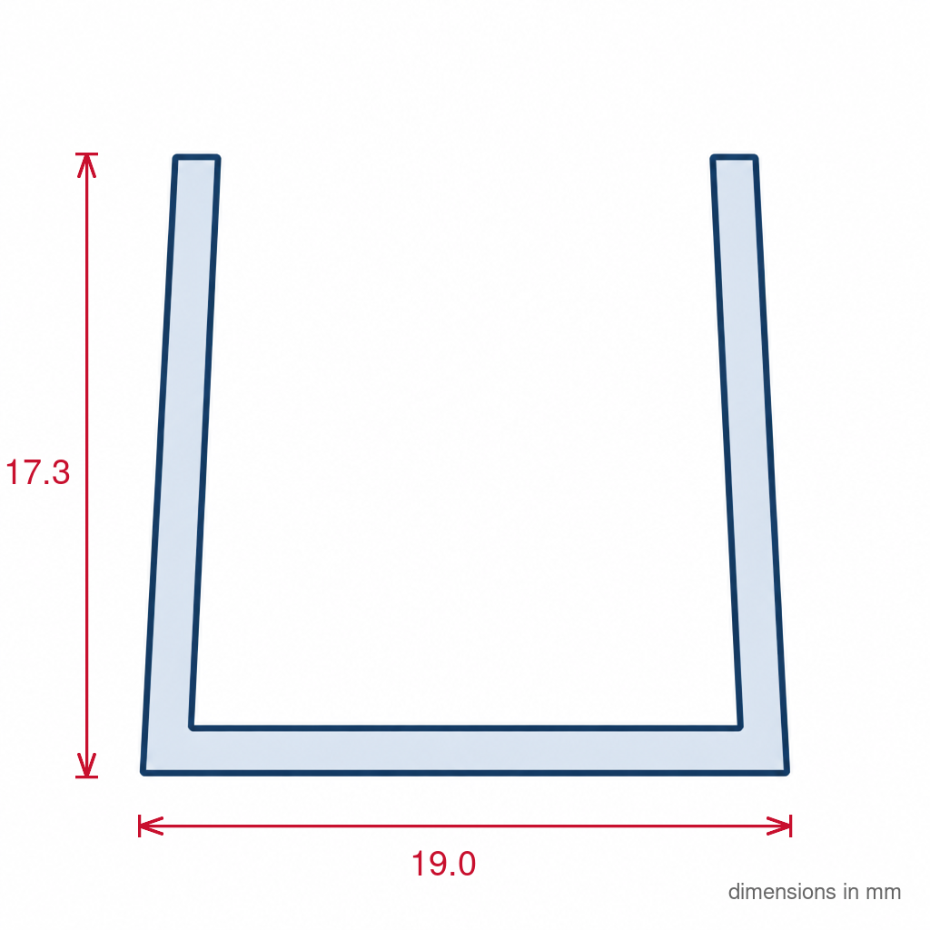 19mm Plastic C Section Black - Pack of 12, 2.44m Each