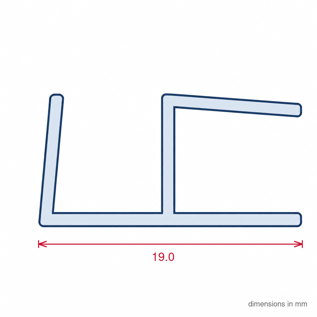 19mm Plastic L Section Black - Pack of 12, 2.44m Each