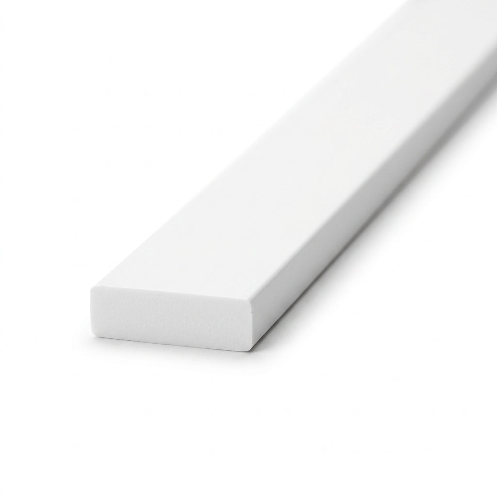 White Plastic Flat Strip - 5 x 3m Lengths, 19mm Thickness