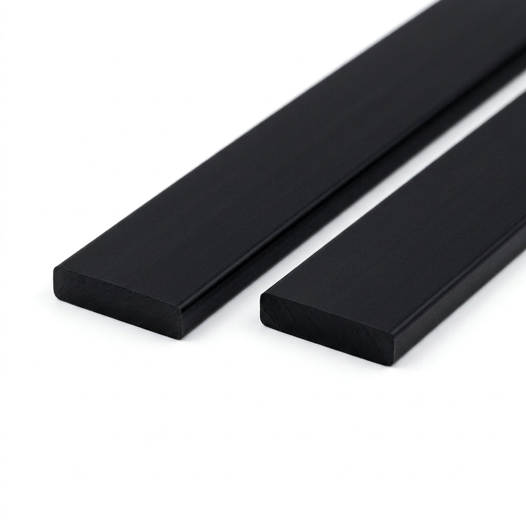 Black Plastic Flat Bar - Pack of 5, 25mm x 1m Lengths