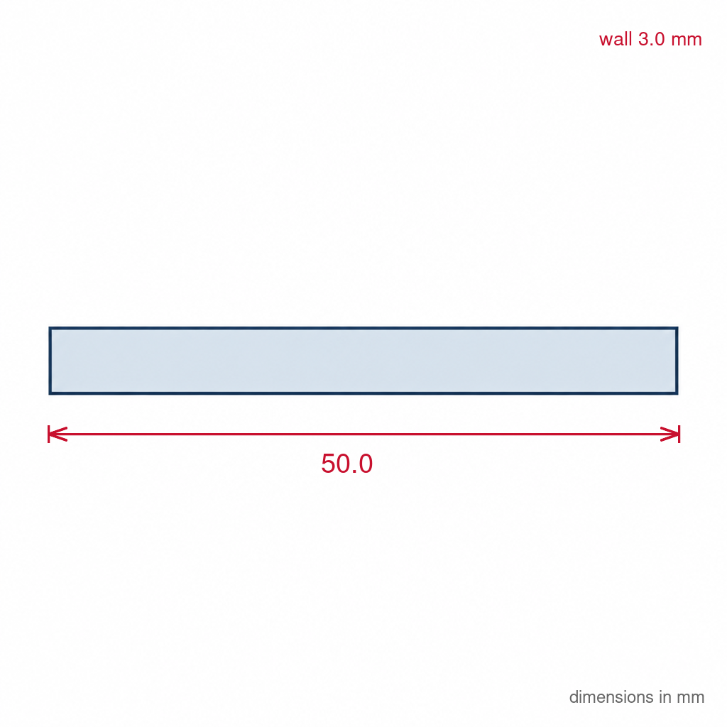 White Plastic Flat Strip - 50mm Wide, Pack of 5, 3m Each