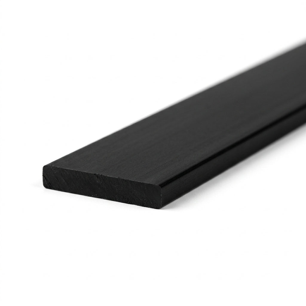 Black Plastic Flat Bar 75mm - Pack of 5, 1m Each