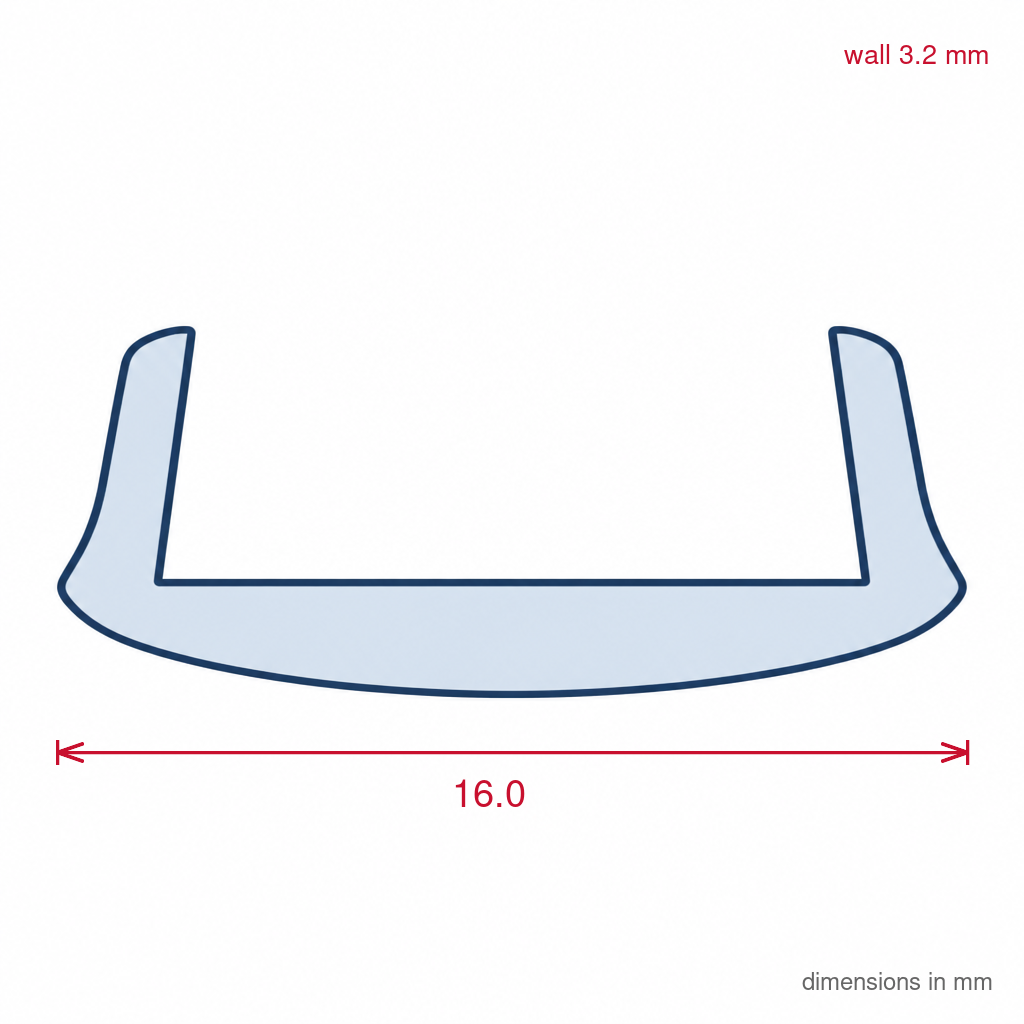 16mm Plastic Clip On Round White - Pack of 12, 2.44m Each