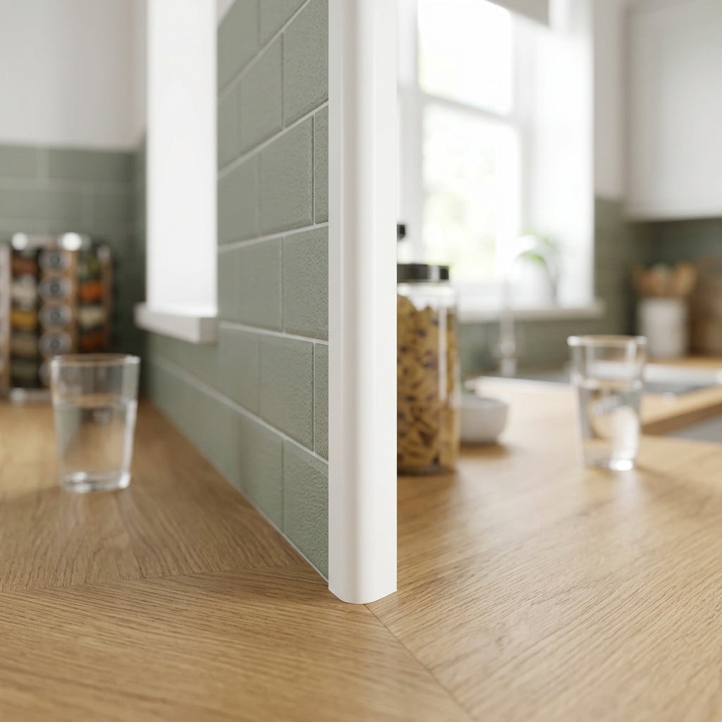 6mm External Plastic Corner White - Pack of 12, 2.44m Each