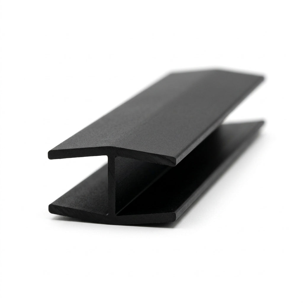 6mm Plastic H Section Black - Pack of 12, 2.44m Each